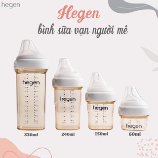 Bình sữa hegen cao cấp 60ml/150ml/240ml/330ml hỗ trợ đổi size núm - hàng chính hãng full vat cty tncl