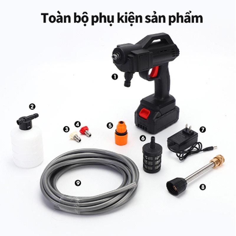Máy Rửa Xe 2 Pin 48V Máy Rửa Xe Áp Suất Mạnh 48V Pin 32000mAH Siêu Trâu, Hàng Chuẩn Lõi Đồng - BH 24 THÁNG