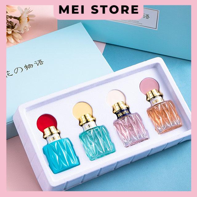 Set 4 Chai Nước Hoa MIUMIU Eau De Parfum Natural Spray Vaporisateur Hộp Xanh F-213