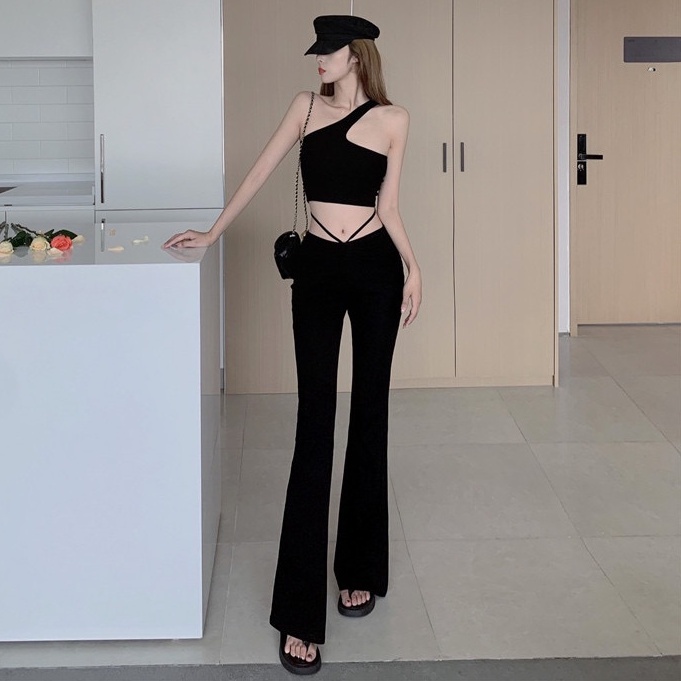 Quần Ống Loe Legging Có Dây Buộc Cá Tính Chất Umi Co Dãn 4 Chiều Cạp Lưng Cao Ôm Body Bigsize Siêu Tôn Dáng Gomtrend