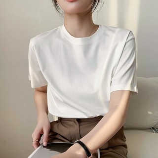 Áo Baby Tee Basic Ngắn Tay Chất Cotton - Áo Thun Nữ Trơn BLACK/WHITE Cổ Tròn Dáng Rộng Vừa Phải