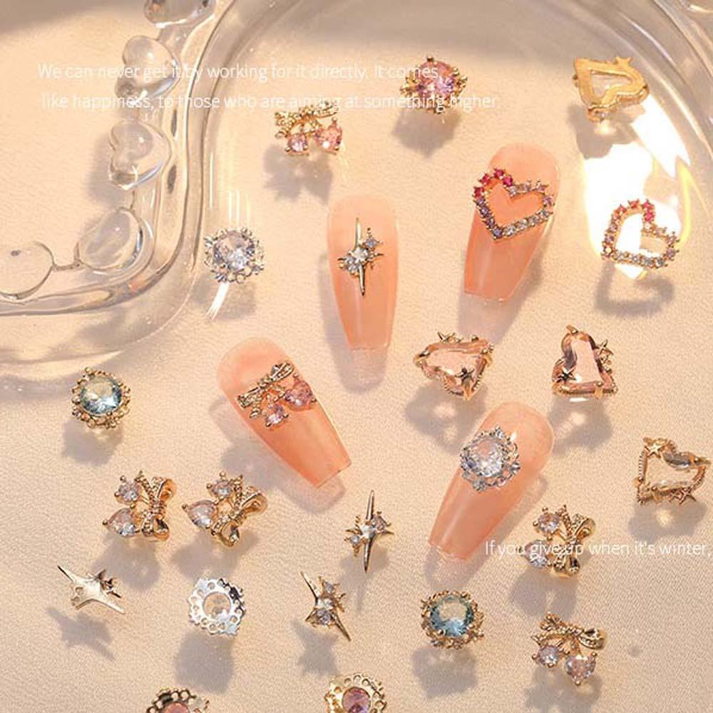 Ellaub Phụ Kiện Đá Đính Trang Trí Móng Tay Hình Nơ / Trái Tim / Ngôi Sao Ngọt Ngào Cho Nữ