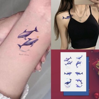 Hình Xăm Dán Tạm Thời 7 Ngày Hình Cá Heo Dễ Thương