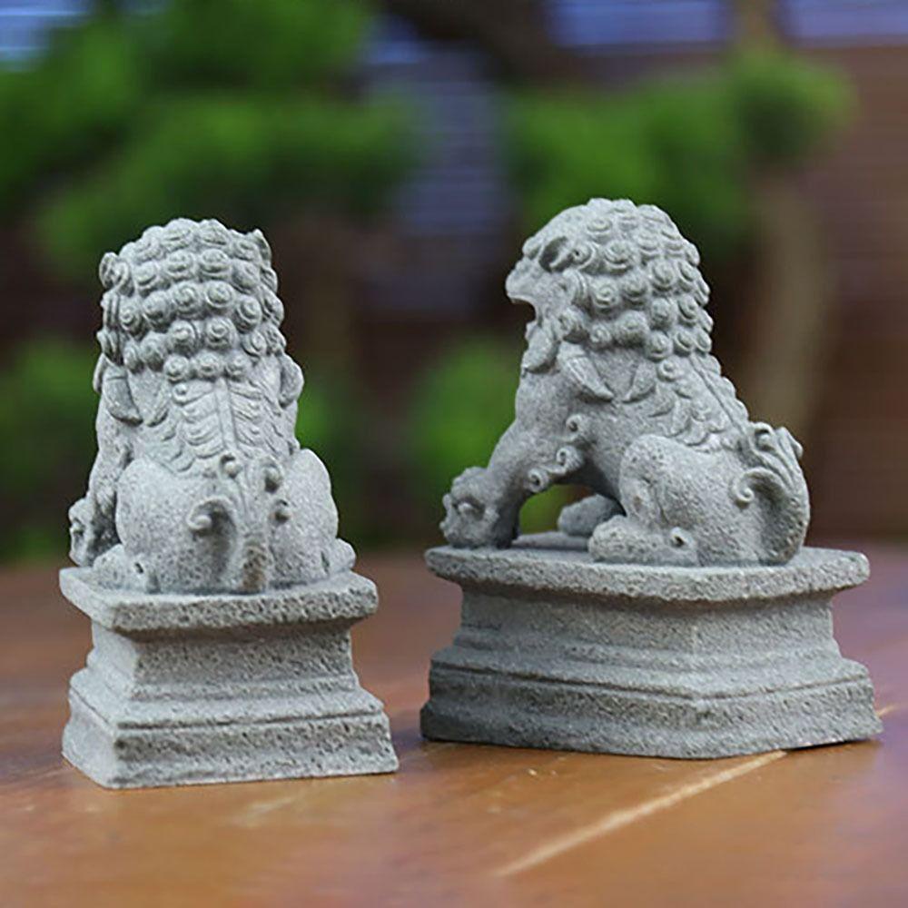 Muvako 1 Cặp Tượng Sư Tử Đá mini Phong Cách Trung Hoa Làm Quà Tặng