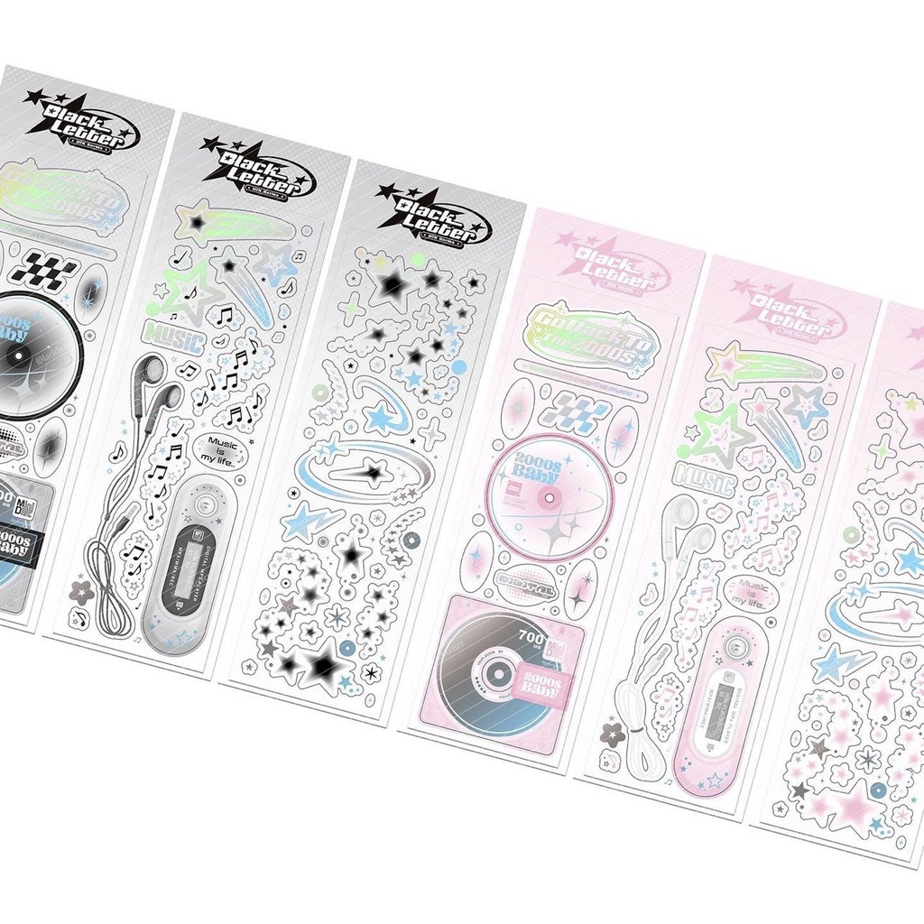 Millet Miếng Dán Trang Trí Sổ Tay / Thẻ Bằng Bạc Lấp Lánh y2k / mp3 diy