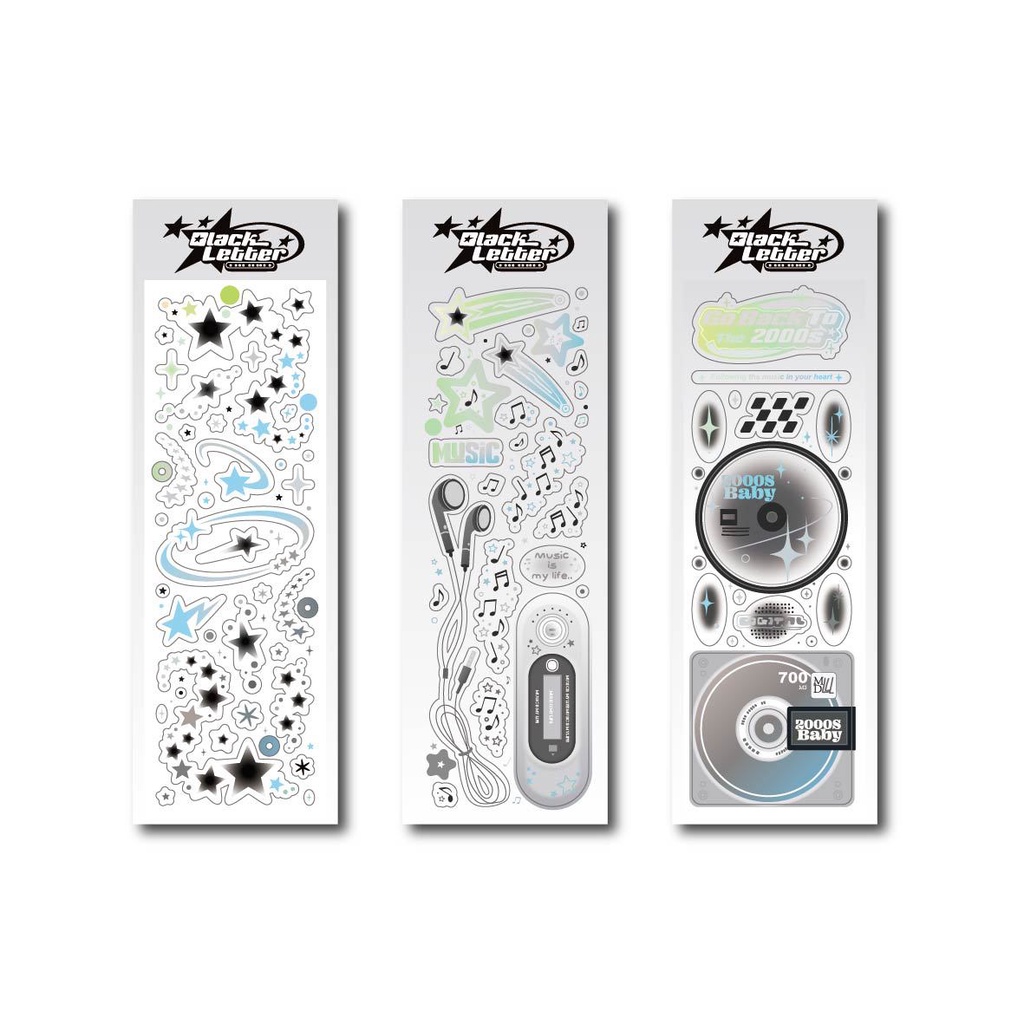 Millet Miếng Dán Trang Trí Sổ Tay / Thẻ Bằng Bạc Lấp Lánh y2k / mp3 diy