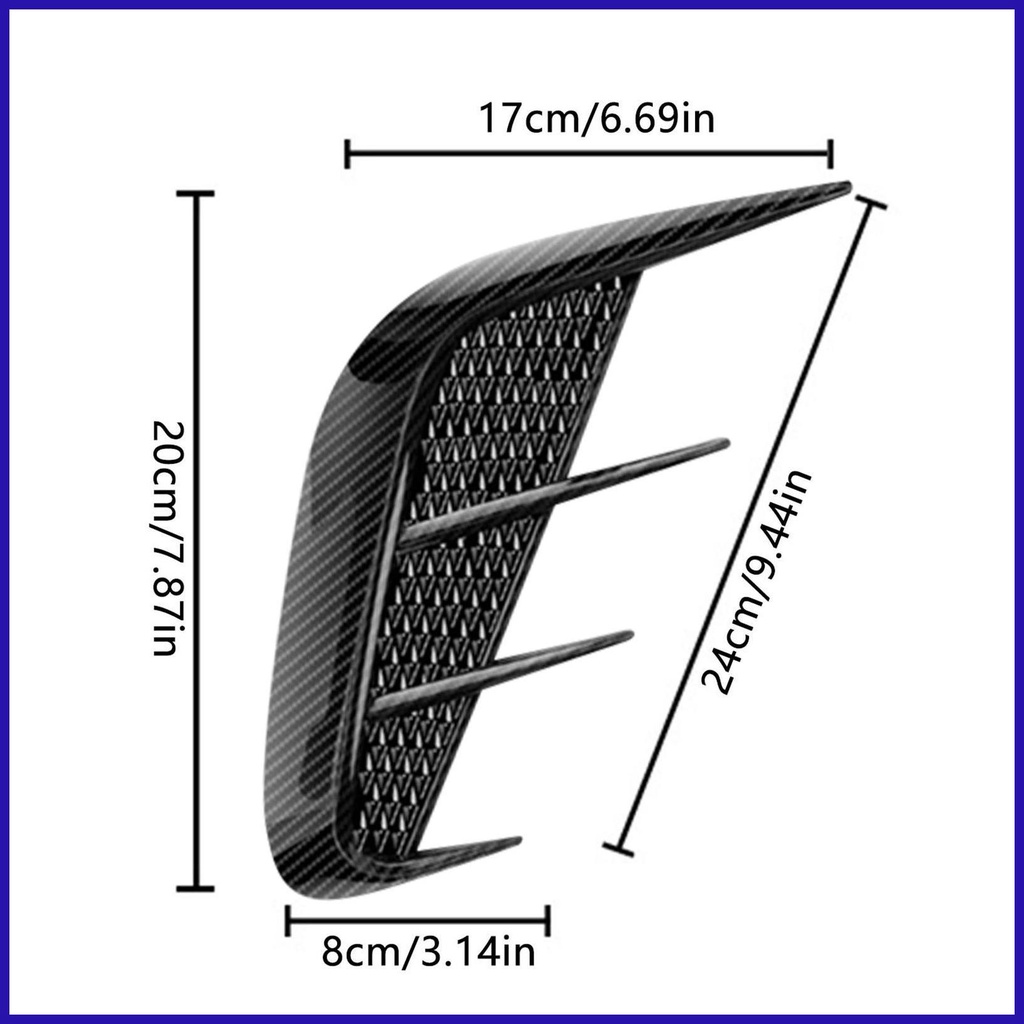 FENDER Bộ 2 Miếng Dán Sợi carbon Mềm Mại Trang Trí Lỗ Thông Gió Xe Hơi