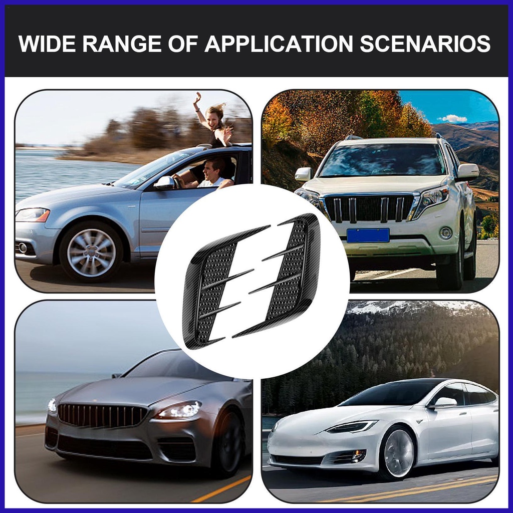 FENDER Bộ 2 Miếng Dán Sợi carbon Mềm Mại Trang Trí Lỗ Thông Gió Xe Hơi