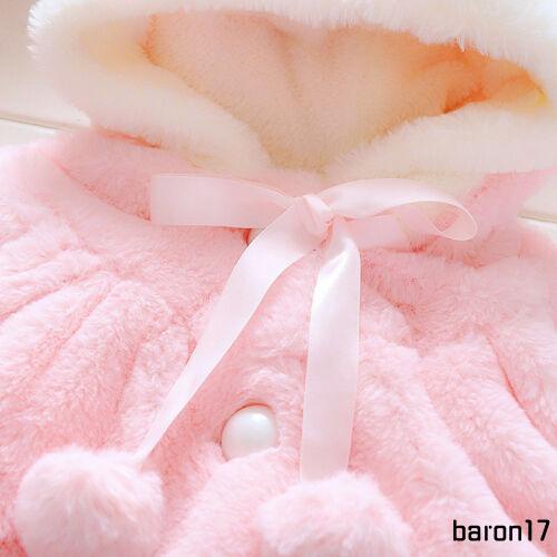 Lpdl-áo Khoác Lông Dày Ấm Áp Hình Tai Thỏ Đính Nút Ngọc Trai Dễ Thương Cho Bé Gái