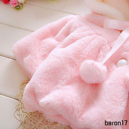 Lpdl-áo Khoác Lông Dày Ấm Áp Hình Tai Thỏ Đính Nút Ngọc Trai Dễ Thương Cho Bé Gái