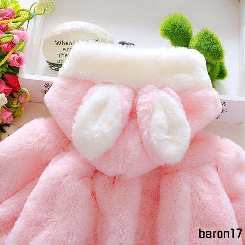 Lpdl-áo Khoác Lông Dày Ấm Áp Hình Tai Thỏ Đính Nút Ngọc Trai Dễ Thương Cho Bé Gái