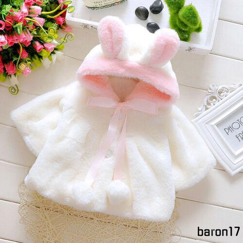 Lpdl-áo Khoác Lông Dày Ấm Áp Hình Tai Thỏ Đính Nút Ngọc Trai Dễ Thương Cho Bé Gái