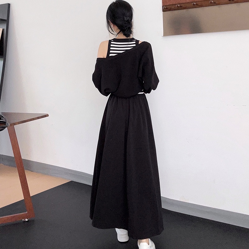 Set Đầm Và Áo Khoác cardigan Họa Tiết Kẻ Sọc 2023