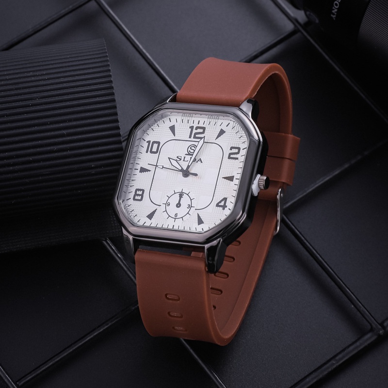 Đồng Hồ quartz Mặt Vuông Dây Da Phong Cách retro Cho Nam