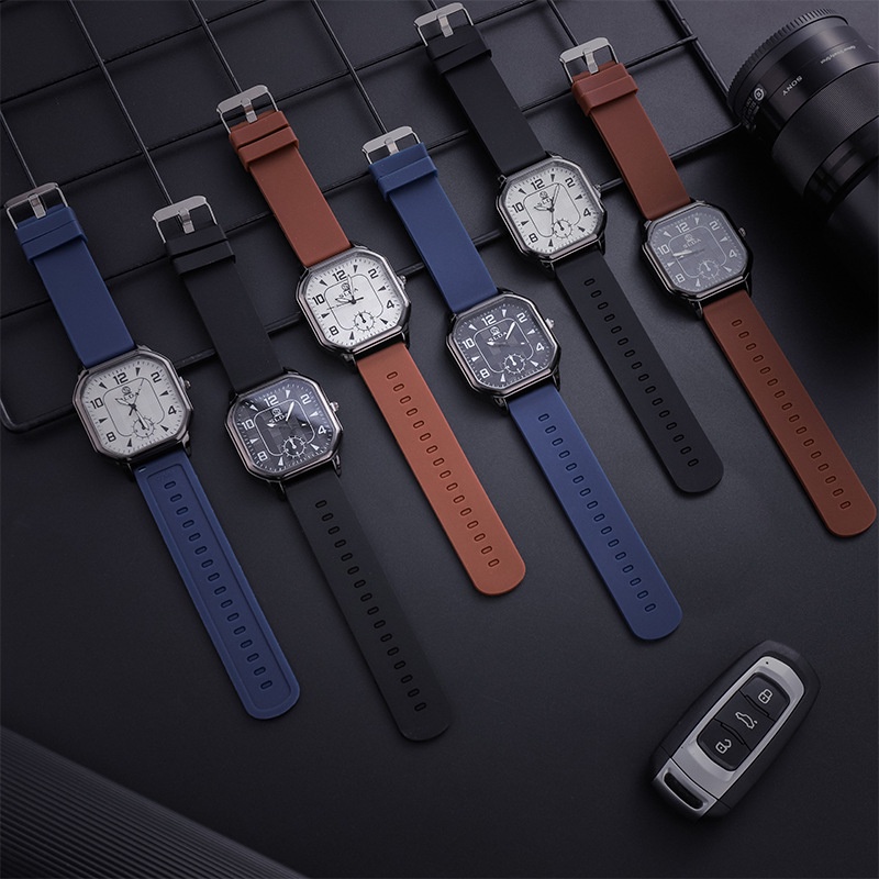 Đồng Hồ quartz Mặt Vuông Dây Da Phong Cách retro Cho Nam