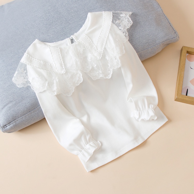 Áo Ren Trắng Cổ Búp Bê Cho Bé Gái