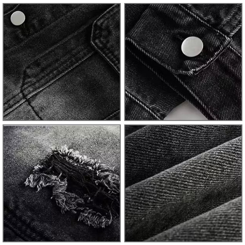 Áo Khoác denim Họa Tiết Thêu Màu gradient Phong Cách Hàn Quốc Thời Trang Cho Nam