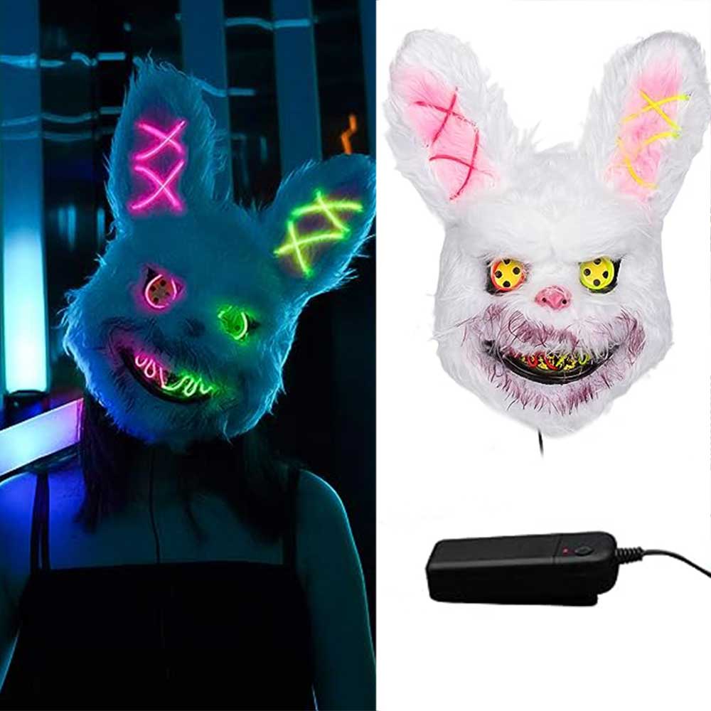 Creepy Bloody Bunny Halloween Dress Up Face Mask Plush Scary Rabbit Mask Halloween Party Costume Acc