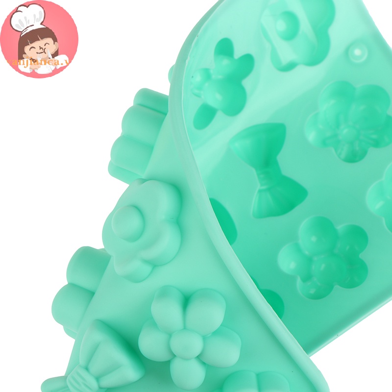 Yanca 1 Khuôn Silicon Làm Bánh Kẹo Tráng Miệng 18 Ngăn Hình Nơ Hoa diy vn