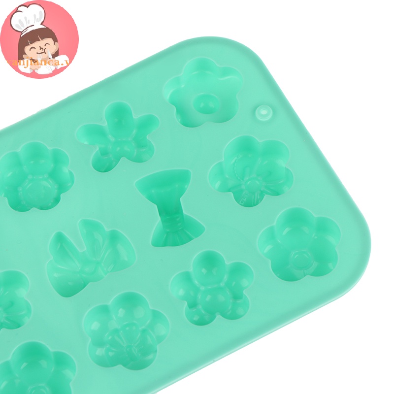 Yanca 1 Khuôn Silicon Làm Bánh Kẹo Tráng Miệng 18 Ngăn Hình Nơ Hoa diy vn
