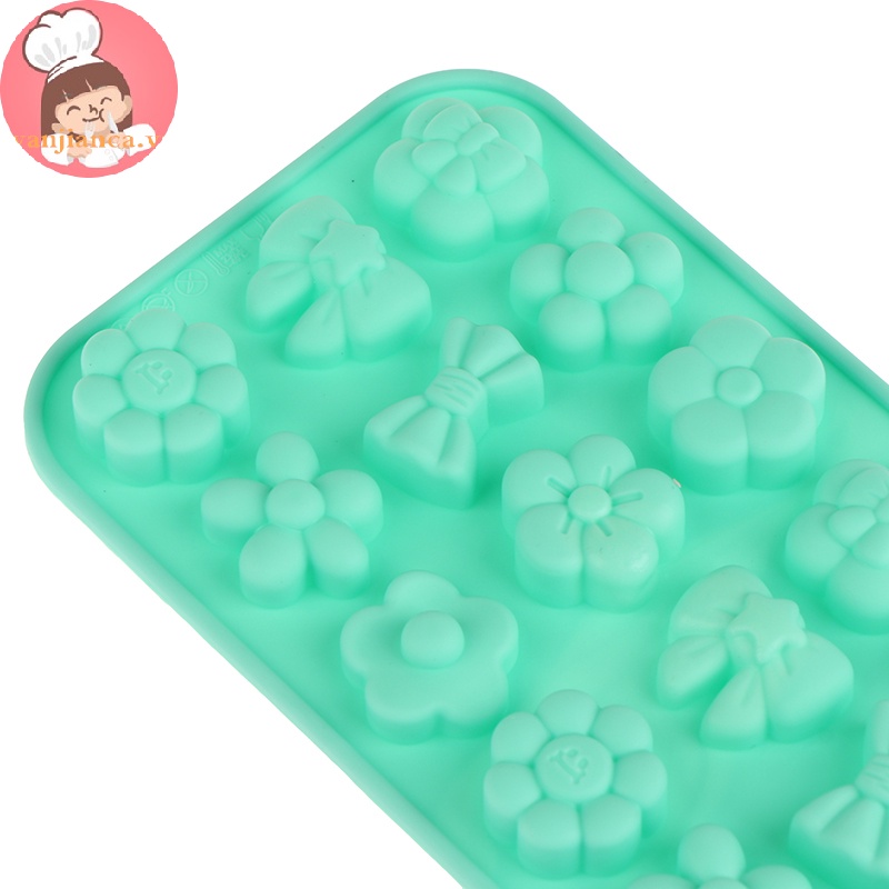 Yanca 1 Khuôn Silicon Làm Bánh Kẹo Tráng Miệng 18 Ngăn Hình Nơ Hoa diy vn