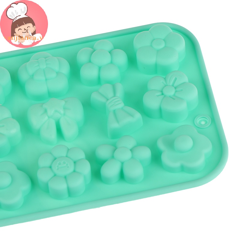 Yanca 1 Khuôn Silicon Làm Bánh Kẹo Tráng Miệng 18 Ngăn Hình Nơ Hoa diy vn