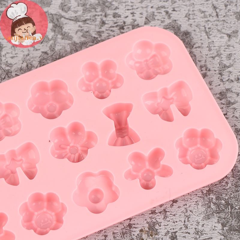 Yanca 1 Khuôn Silicon Làm Bánh Kẹo Tráng Miệng 18 Ngăn Hình Nơ Hoa diy vn
