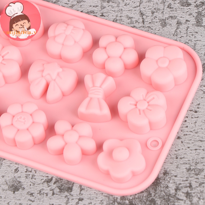 Yanca 1 Khuôn Silicon Làm Bánh Kẹo Tráng Miệng 18 Ngăn Hình Nơ Hoa diy vn