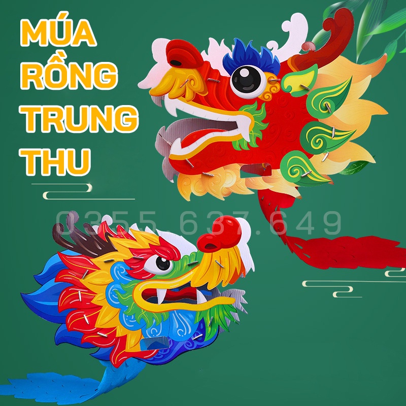 Mô Hình Đầu Lân Đầu Rồng Trung Thu - Mô Hình Hoá Trang Trung Thu, Múa Rồng, Múa Lân Cosplay Rồng Rắn lên mây