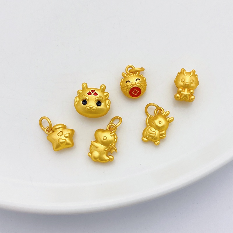 Spacer Hạt Xỏ Vòng Tay / Dây Chuyền Hình Rồng Màu Vàng Đồng Phương Pháp Thủ Công diy