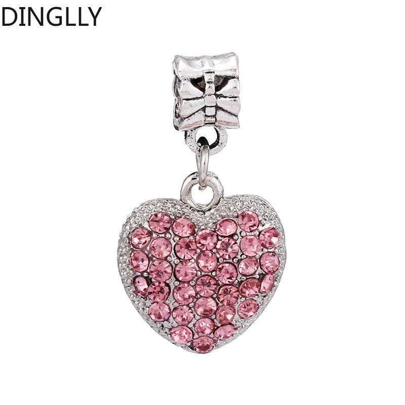 Mặt Dây Chuyền Bằng Hợp Kim Bạc Hình Trái Tim Đính Đá Màu Sắc