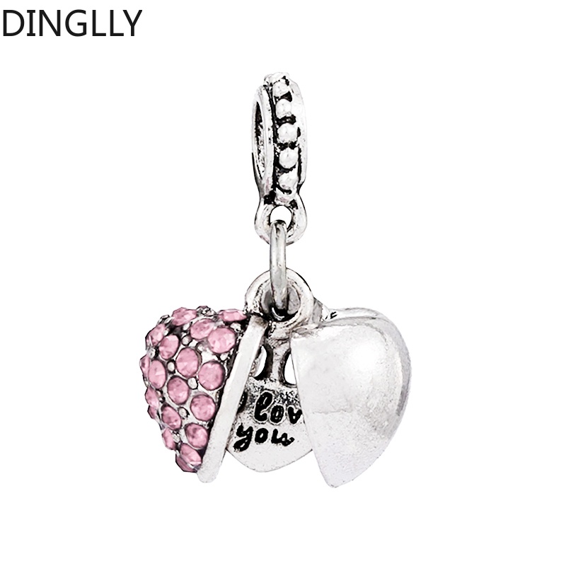 Mặt Dây Chuyền Bằng Hợp Kim Bạc Hình Trái Tim Đính Đá Màu Sắc