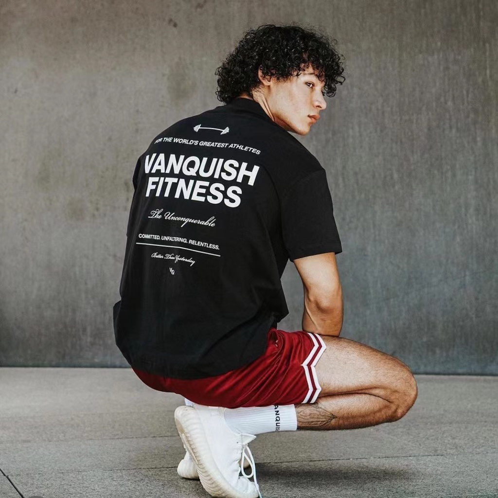 Vanquish Áo Thun Thể Thao Tay Lỡ Dáng Rộng Vải cotton In Họa Tiết Cá Tính Cho Nam Và Nữ