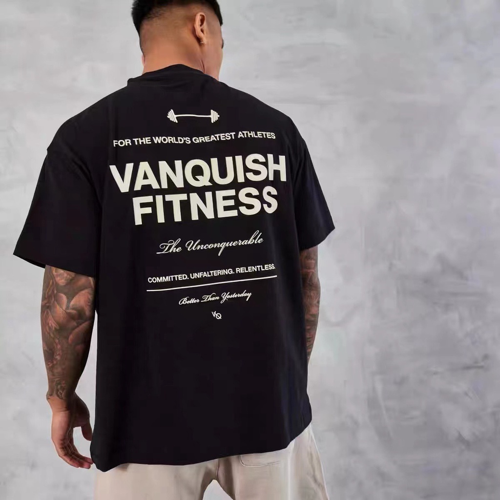 Vanquish Áo Thun Thể Thao Tay Lỡ Dáng Rộng Vải cotton In Họa Tiết Cá Tính Cho Nam Và Nữ