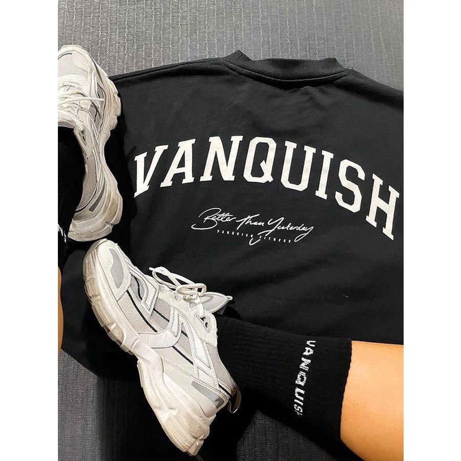 Vanquish Áo Thun Thể Thao Cổ Tròn Tay Lỡ Dáng Rộng Thoải Mái Phong Cách retro Cho Nam Và Nữ