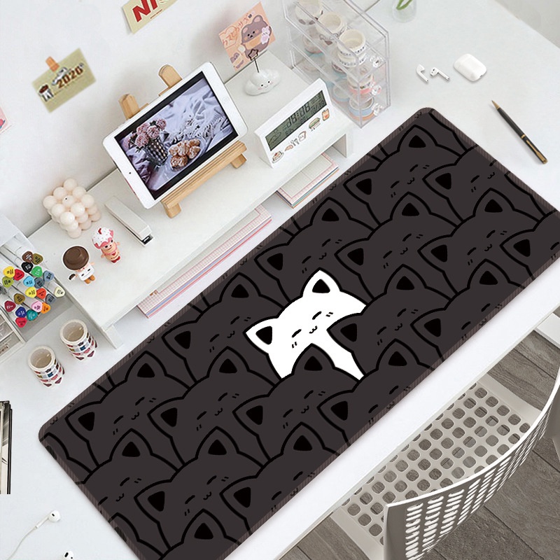 1 Tấm Lót Chuột Và Bàn Phím Máy Tính Hình Mèo Dễ Thương 800 * 300 * 2mm