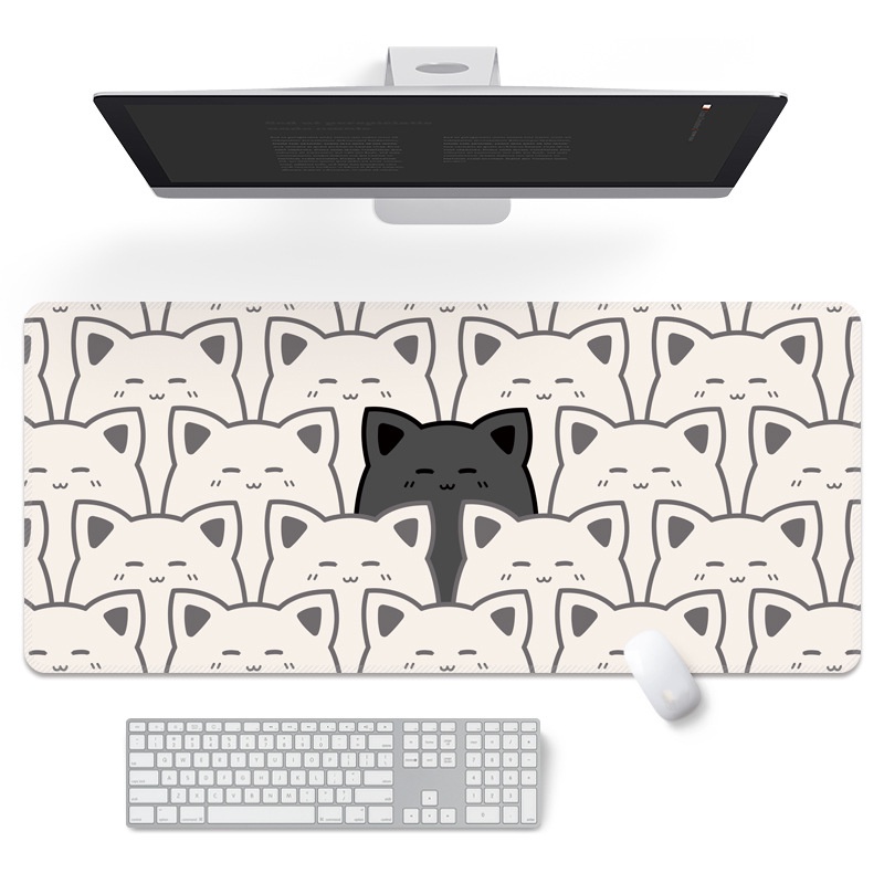 1 Tấm Lót Chuột Và Bàn Phím Máy Tính Hình Mèo Dễ Thương 800 * 300 * 2mm