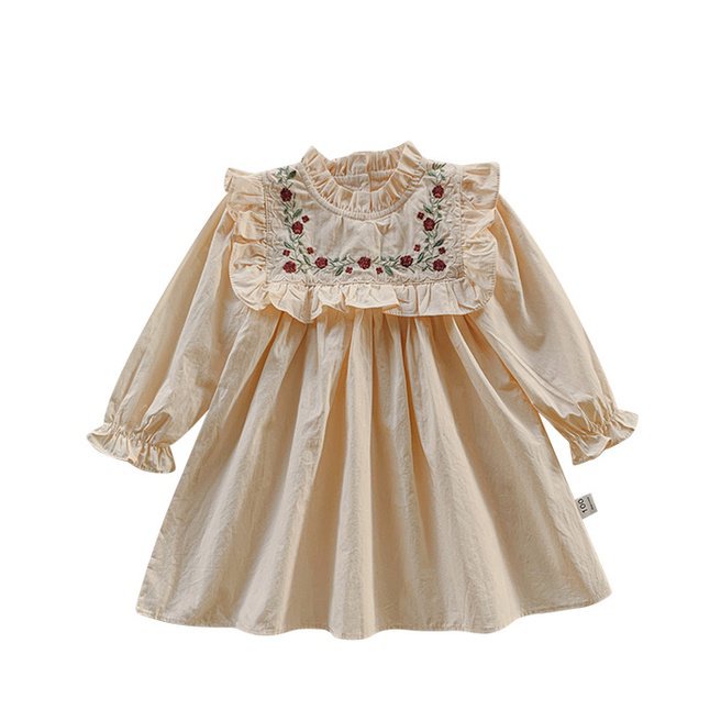 Youoooo Đầm Công Chúa Tay Dài Cổ Đứng Thêu Hoa Kiểu Pháp Thời Trang Mùa Thu 2023 Cho Bé Gái