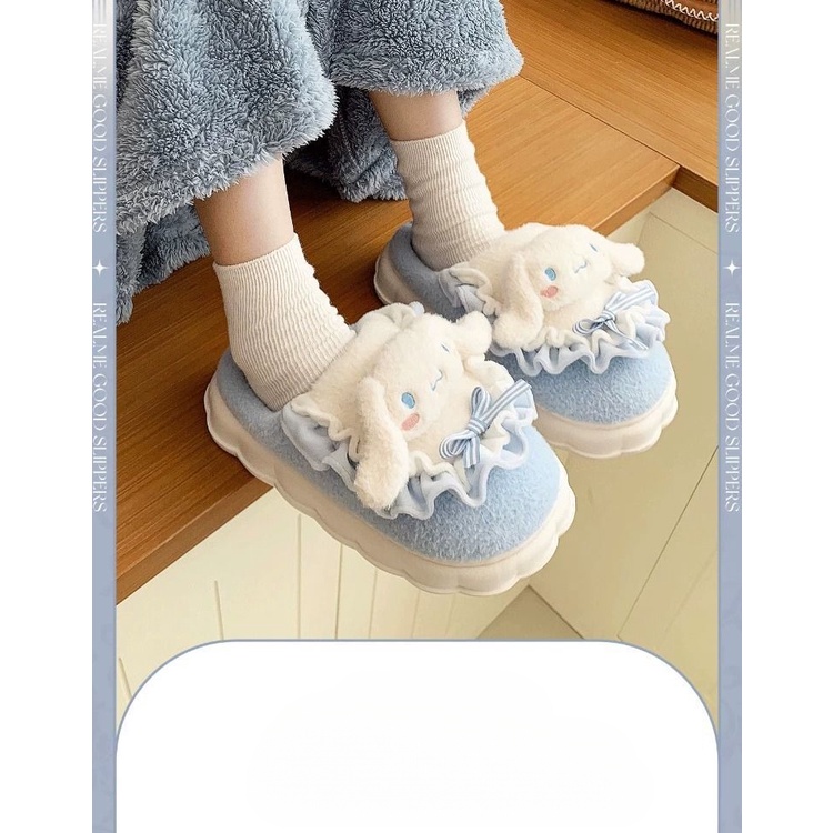 Dép cotton Đi Trong Nhà Đế Dày Thời Trang Thu Đông 2023 Dễ Thương Cho Nữ