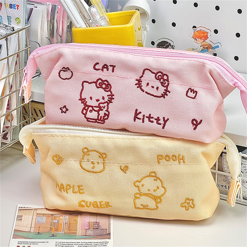 Hộp Văn Phòng Phẩm Dễ Thương Thêu Hoạt Hình Hộp Đựng Bút Chì Phong Cách Nhật Bản Đơn Giản Dung Tích Lớn Túi Đựng Văn Phòng Phẩm Học Sinh Hộp Đựng Bảo Quản Bán chạy