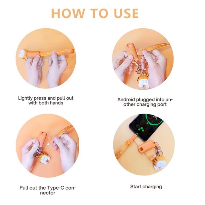 Dây Cáp Sạc 3 Trong 1 Thiết Kế Móc Khóa Hoạt Hình Sáng Tạo Cho apple android