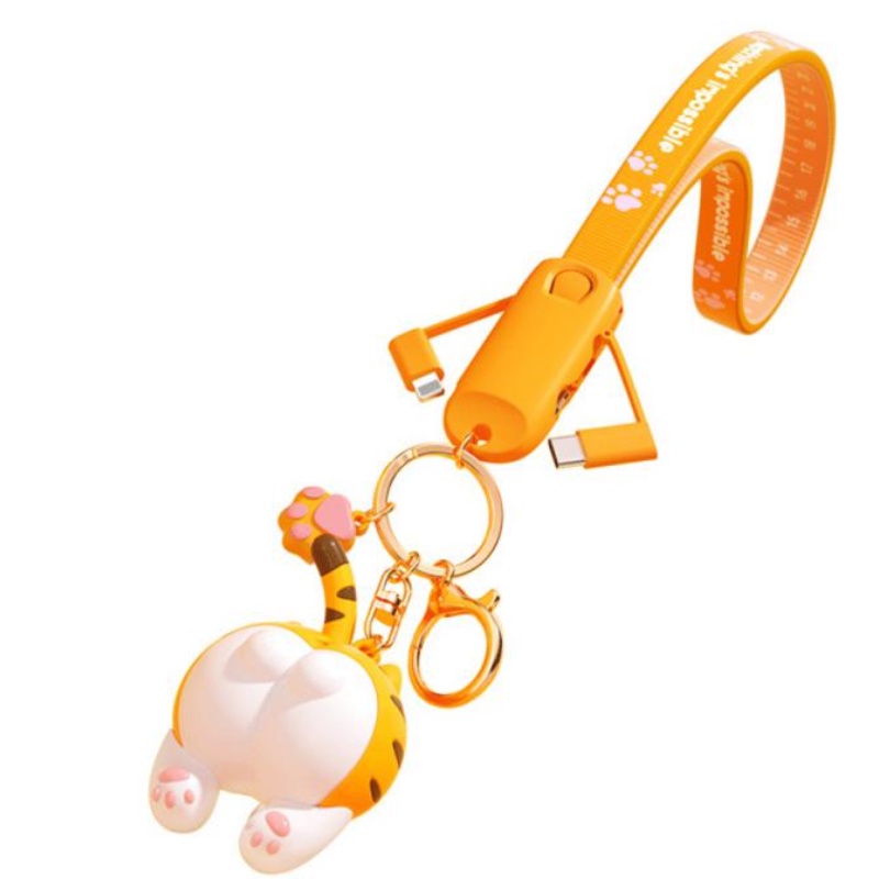 Dây Cáp Sạc 3 Trong 1 Thiết Kế Móc Khóa Hoạt Hình Sáng Tạo Cho apple android