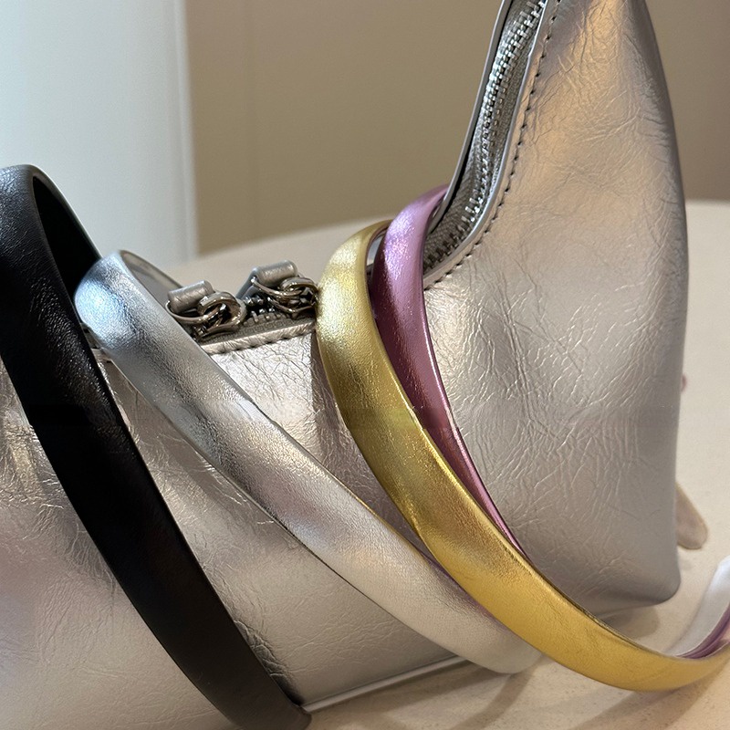 Mới Băng Đô Cài Tóc Bằng Da pu Màu Bạc Lấp Lánh