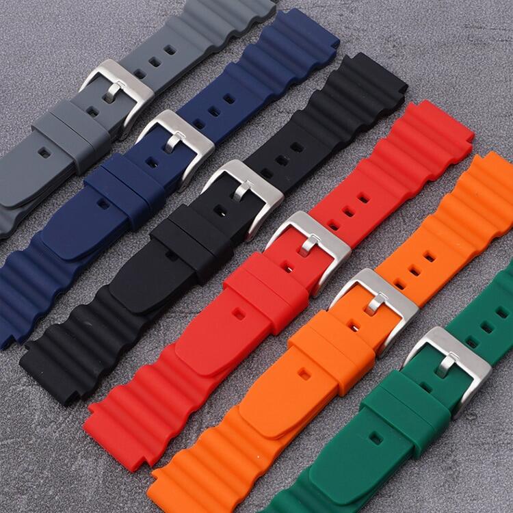 Dây Đeo Đồng Hồ Thay Thế Bằng Cao Su silicone Chống Nước 20mm 22mm Cho seiko