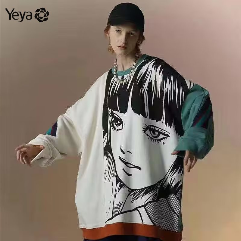 Áo sweater Tay Dài Cổ Tròn In Họa Tiết Hoạt Hình anime Nhật Bản Cho Cặp Đôi