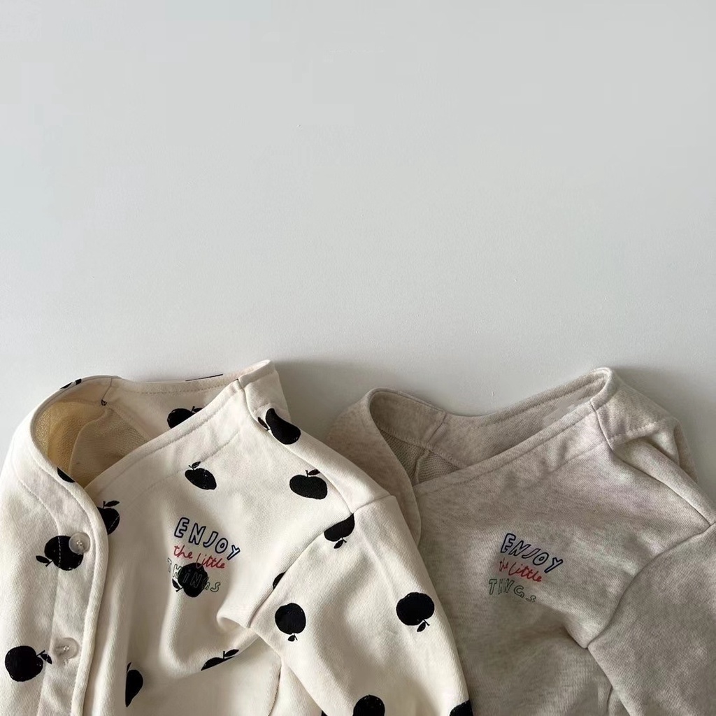 Áo Khoác Mỏng Tay Dài In Họa Tiết Trái Táo Dễ Thương Thời Trang Xuân Thu Cho Bé Trai Và Gái 0-24 Tháng Tuổi