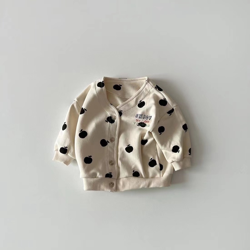 Áo Khoác Mỏng Tay Dài In Họa Tiết Trái Táo Dễ Thương Thời Trang Xuân Thu Cho Bé Trai Và Gái 0-24 Tháng Tuổi