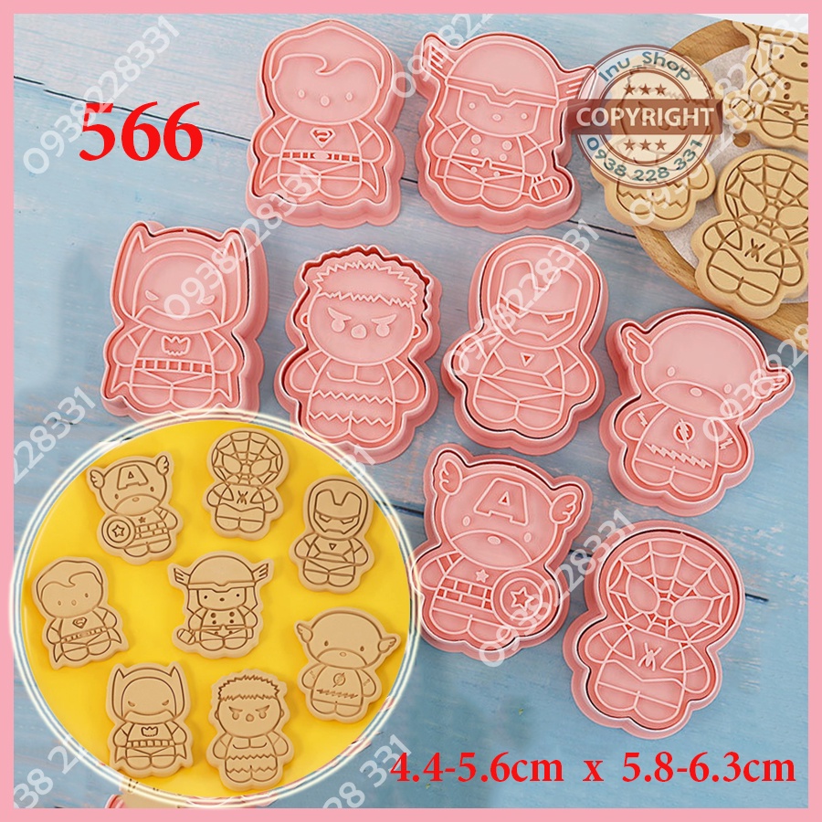 HCM - Bộ khuôn hoạt hình kitty, bé Shin bút chì, gấu bông, siêu anh hùng cắt bánh quy, khuôn cutter nhấn bánh cookies
