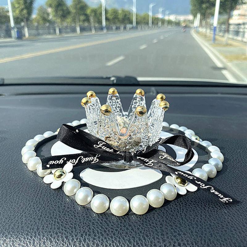 Set Phụ Kiện Vịt Lalafanfan, Vương Miện Và Trùm Bóng Trang Trí Nội Thất Xe Hơi Dễ Thương