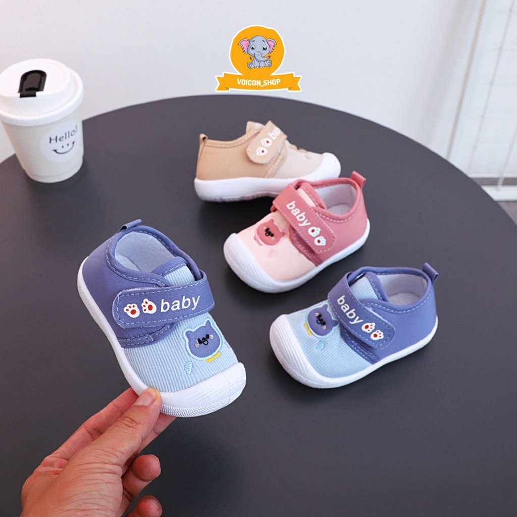 Giày Cho Bé Tập Đi Đế Chống Trượt Từ 0 - 15 Tháng Có Còi Kêu Chíp Chíp - Giày Tập Đi Hình Gấu Đáng Yêu 8156